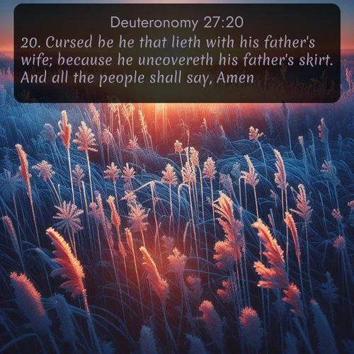 citation biblique : 20. Cursed be he that lieth with his father&#039;s wife; because he uncovereth his father&#039;s skirt. And all the people shall say, Amen.
 sur fond image nature