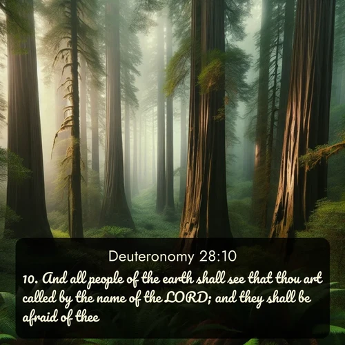 citation biblique : 10. And all people of the earth shall see that thou art called by the name of the LORD; and they shall be afraid of thee.
 sur fond image nature