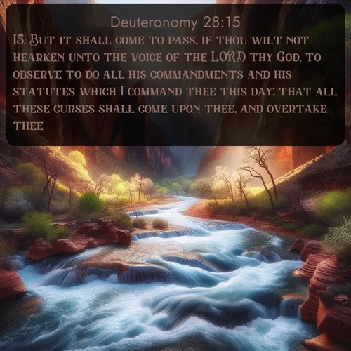citation biblique : 15. But it shall come to pass, if thou wilt not hearken unto the voice of the LORD thy God, to observe to do all his commandments and his statutes which I command thee this day; that all these curses shall come upon thee, and overtake thee:
 sur fond image nature