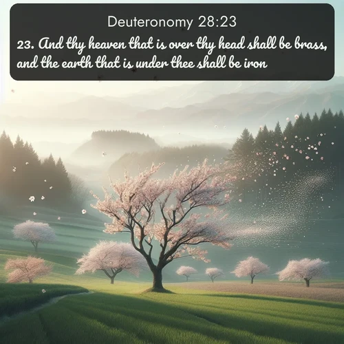 citation biblique : 23. And thy heaven that is over thy head shall be brass, and the earth that is under thee shall be iron.
 sur fond image nature