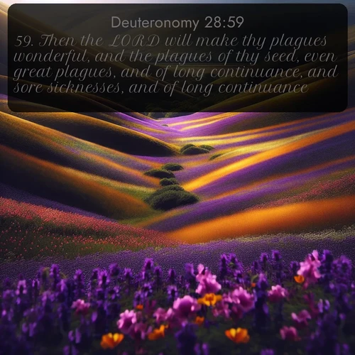 citation biblique : 59. Then the LORD will make thy plagues wonderful, and the plagues of thy seed, even great plagues, and of long continuance, and sore sicknesses, and of long continuance.
 sur fond image nature