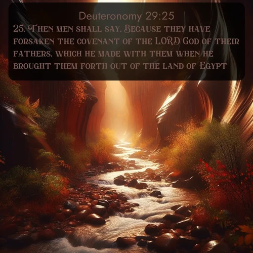KJV Deuteronomy  ; image nature: image with the bible verse :Then men shall say, Because they have forsaken the covenant of the LORD God of their fathers, which he made with them when he brought them forth out of the land of Egypt: ; Dive into our collection of Bible verses paired with coastal scenes, featuring calming waves, infinite beaches, and reflections of the sun on the water. These images evoke the peace and beauty of God. Share verses like KJV Deuteronomy 29:25. Current verse is overlayed with the thematic nature scene : Autumn rain creates temporary streams in slot canyons. ; 29:25