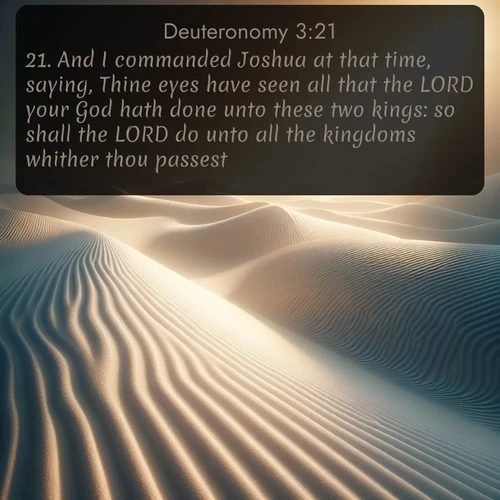 citation biblique : 21. And I commanded Joshua at that time, saying, Thine eyes have seen all that the LORD your God hath done unto these two kings: so shall the LORD do unto all the kingdoms whither thou passest.
 sur fond image nature