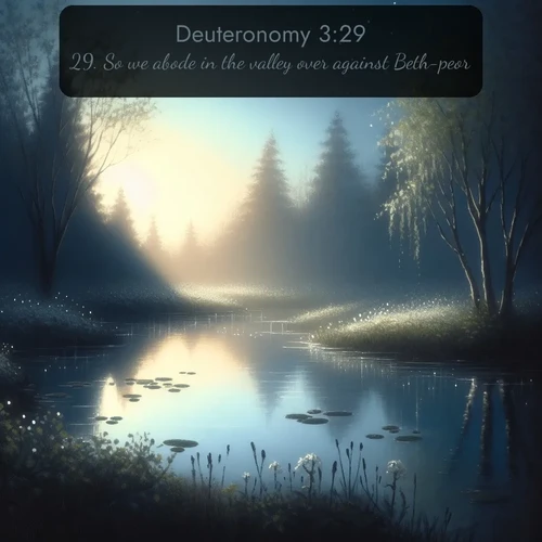 citation biblique : 29. So we abode in the valley over against Beth-peor.
 sur fond image nature