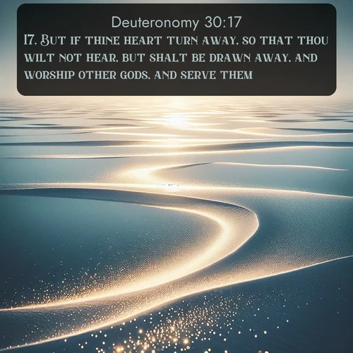 citation biblique : 17. But if thine heart turn away, so that thou wilt not hear, but shalt be drawn away, and worship other gods, and serve them;
 sur fond image nature