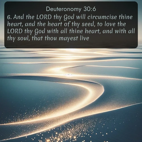 citation biblique : 6. And the LORD thy God will circumcise thine heart, and the heart of thy seed, to love the LORD thy God with all thine heart, and with all thy soul, that thou mayest live.
 sur fond image nature