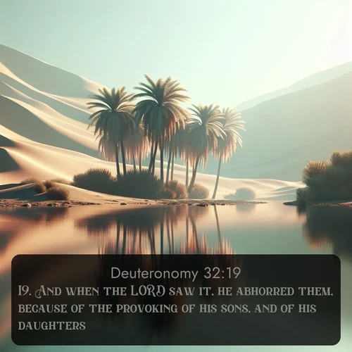 citation biblique : 19. And when the LORD saw it, he abhorred them, because of the provoking of his sons, and of his daughters.
 sur fond image nature