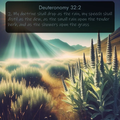 citation biblique : 2. My doctrine shall drop as the rain, my speech shall distil as the dew, as the small rain upon the tender herb, and as the showers upon the grass:
 sur fond image nature
