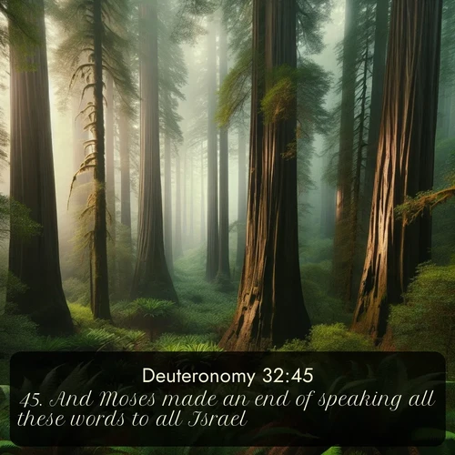 citation biblique : 45. And Moses made an end of speaking all these words to all Israel:
 sur fond image nature