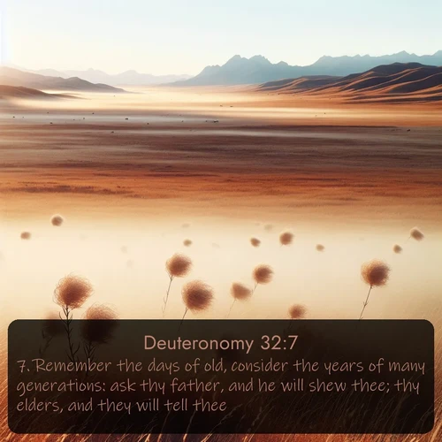 citation biblique : 7. Remember the days of old, consider the years of many generations: ask thy father, and he will shew thee; thy elders, and they will tell thee.
 sur fond image nature