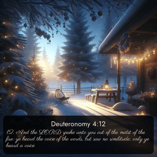 citation biblique : 12. And the LORD spake unto you out of the midst of the fire: ye heard the voice of the words, but saw no similitude; only ye heard a voice.
 sur fond image nature