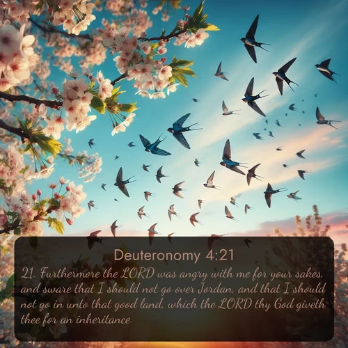 citation biblique : 21. Furthermore the LORD was angry with me for your sakes, and sware that I should not go over Jordan, and that I should not go in unto that good land, which the LORD thy God giveth thee for an inheritance:
 sur fond image nature