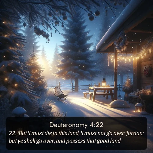 citation biblique : 22. But I must die in this land, I must not go over Jordan: but ye shall go over, and possess that good land.
 sur fond image nature