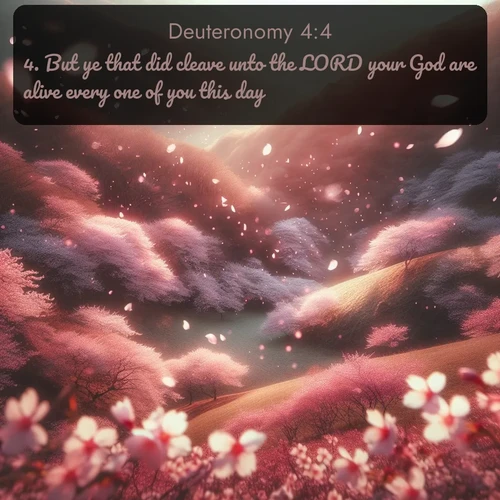 citation biblique : 4. But ye that did cleave unto the LORD your God are alive every one of you this day.
 sur fond image nature