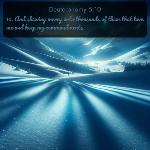 citation biblique : 10. And shewing mercy unto thousands of them that love me and keep my commandments.
 sur fond image nature