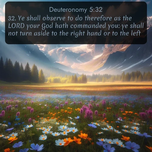 citation biblique : 32. Ye shall observe to do therefore as the LORD your God hath commanded you: ye shall not turn aside to the right hand or to the left.
 sur fond image nature