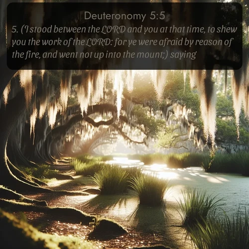 citation biblique : 5. (I stood between the LORD and you at that time, to shew you the work of the LORD: for ye were afraid by reason of the fire, and went not up into the mount;) saying,
 sur fond image nature