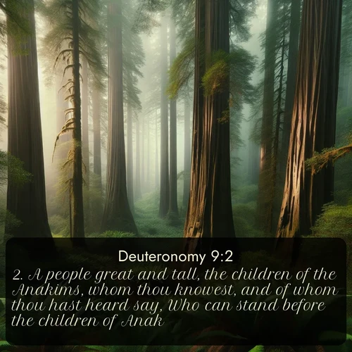 citation biblique : 2. A people great and tall, the children of the Anakims, whom thou knowest, and of whom thou hast heard say, Who can stand before the children of Anak!
 sur fond image nature