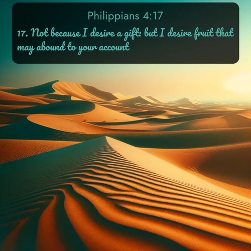 citation biblique : 17. Not because I desire a gift: but I desire fruit that may abound to your account.
 sur fond image nature