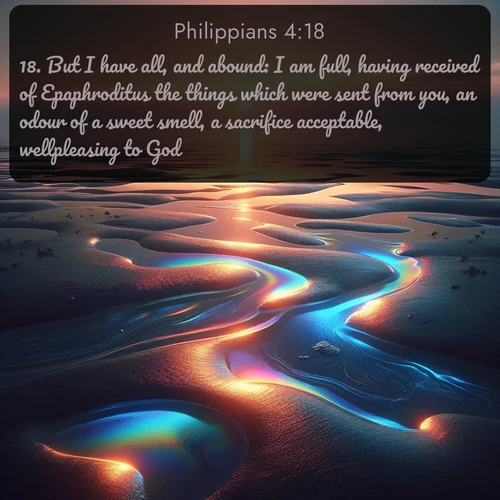 citation biblique : 18. But I have all, and abound: I am full, having received of Epaphroditus the things which were sent from you, an odour of a sweet smell, a sacrifice acceptable, wellpleasing to God.
 sur fond image nature