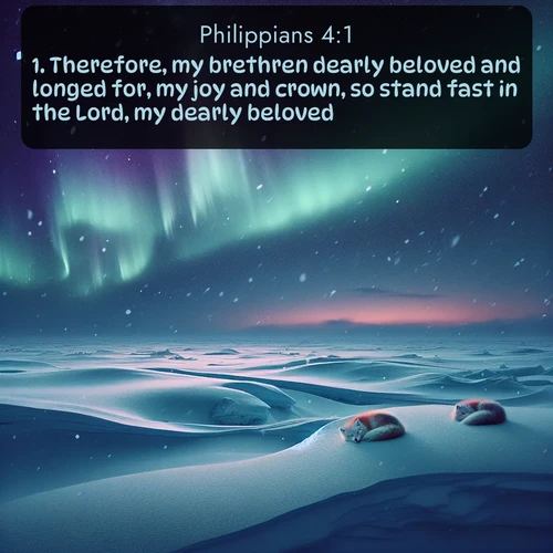 citation biblique : 1. Therefore, my brethren dearly beloved and longed for, my joy and crown, so stand fast in the Lord, my dearly beloved.
 sur fond image nature