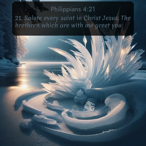 citation biblique : 21. Salute every saint in Christ Jesus. The brethren which are with me greet you.
 sur fond image nature
