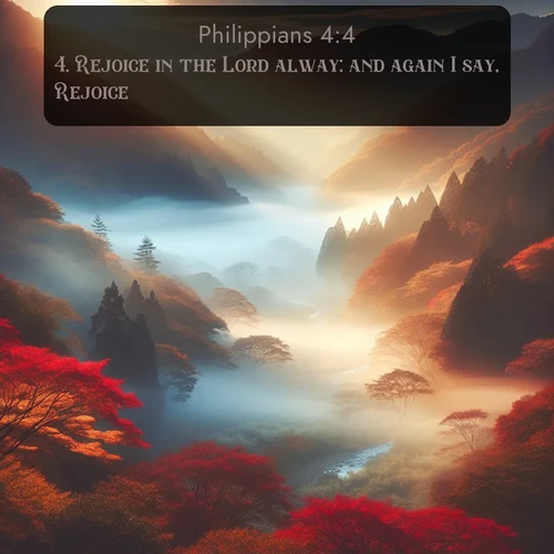 citation biblique : 4. Rejoice in the Lord alway: and again I say, Rejoice.
 sur fond image nature