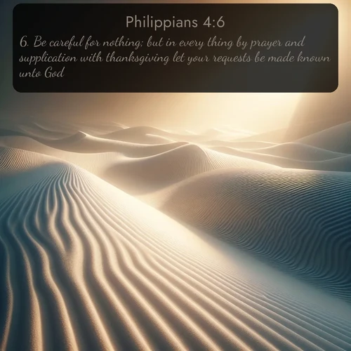 citation biblique : 6. Be careful for nothing; but in every thing by prayer and supplication with thanksgiving let your requests be made known unto God.
 sur fond image nature
