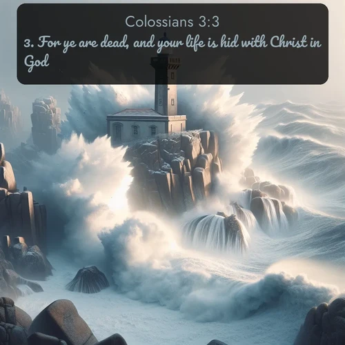 citation biblique : 3. For ye are dead, and your life is hid with Christ in God.
 sur fond image nature