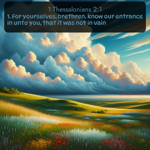 citation biblique : 1. For yourselves, brethren, know our entrance in unto you, that it was not in vain:
 sur fond image nature