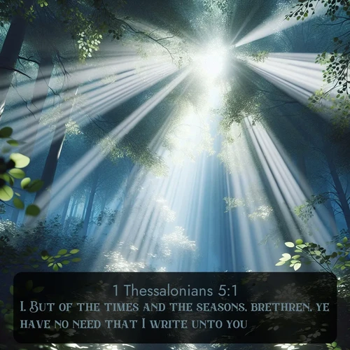 citation biblique : 1. But of the times and the seasons, brethren, ye have no need that I write unto you.
 sur fond image nature