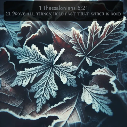 citation biblique : 21. Prove all things; hold fast that which is good.
 sur fond image nature