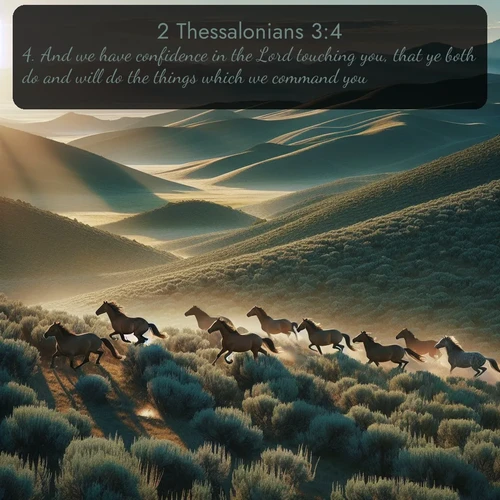 citation biblique : 4. And we have confidence in the Lord touching you, that ye both do and will do the things which we command you.
 sur fond image nature