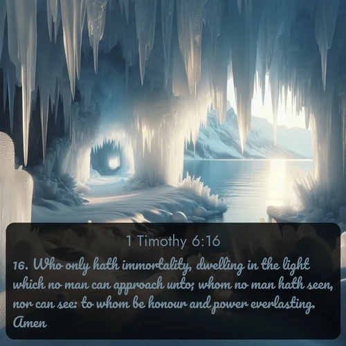 citation biblique : 16. Who only hath immortality, dwelling in the light which no man can approach unto; whom no man hath seen, nor can see: to whom be honour and power everlasting. Amen.
 sur fond image nature