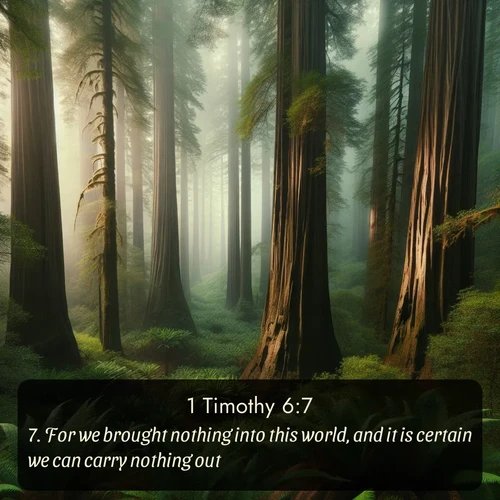 citation biblique : 7. For we brought nothing into this world, and it is certain we can carry nothing out.
 sur fond image nature