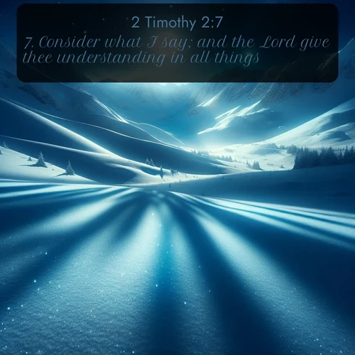 citation biblique : 7. Consider what I say; and the Lord give thee understanding in all things.
 sur fond image nature