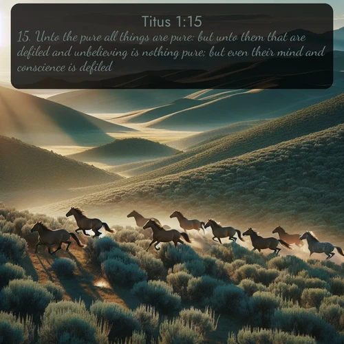 citation biblique : 15. Unto the pure all things are pure: but unto them that are defiled and unbelieving is nothing pure; but even their mind and conscience is defiled.
 sur fond image nature