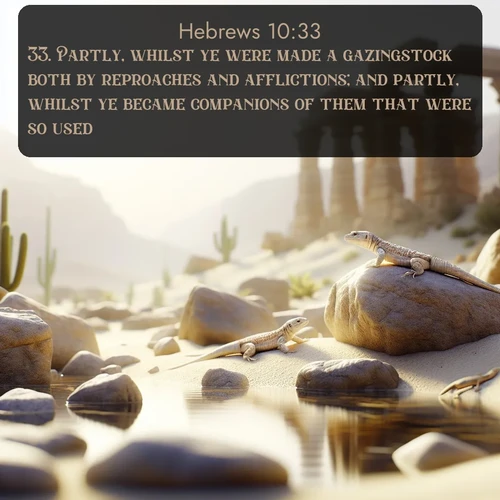 citation biblique : 33. Partly, whilst ye were made a gazingstock both by reproaches and afflictions; and partly, whilst ye became companions of them that were so used.
 sur fond image nature