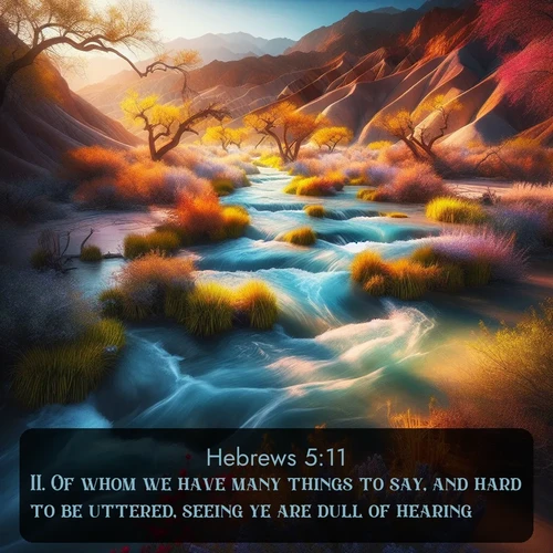 citation biblique : 11. Of whom we have many things to say, and hard to be uttered, seeing ye are dull of hearing.
 sur fond image nature