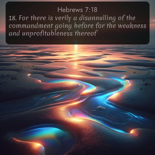 citation biblique : 18. For there is verily a disannulling of the commandment going before for the weakness and unprofitableness thereof.
 sur fond image nature