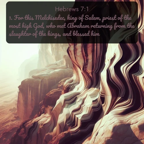 citation biblique : 1. For this Melchisedec, king of Salem, priest of the most high God, who met Abraham returning from the slaughter of the kings, and blessed him;
 sur fond image nature