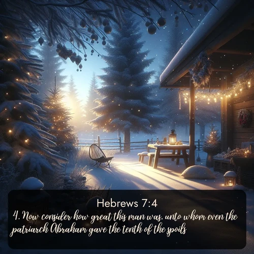 citation biblique : 4. Now consider how great this man was, unto whom even the patriarch Abraham gave the tenth of the spoils.
 sur fond image nature