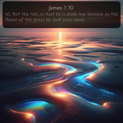 citation biblique : 10. But the rich, in that he is made low: because as the flower of the grass he shall pass away.
 sur fond image nature