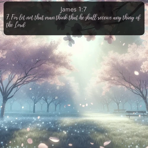 citation biblique : 7. For let not that man think that he shall receive any thing of the Lord.
 sur fond image nature