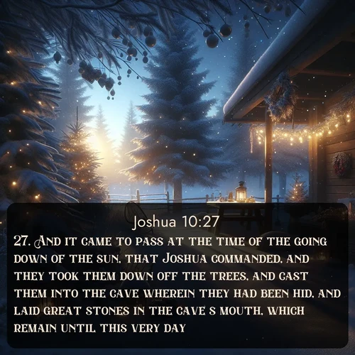 citation biblique : 27. And it came to pass at the time of the going down of the sun, that Joshua commanded, and they took them down off the trees, and cast them into the cave wherein they had been hid, and laid great stones in the cave&#039;s mouth, which remain until this very day.
 sur fond image nature