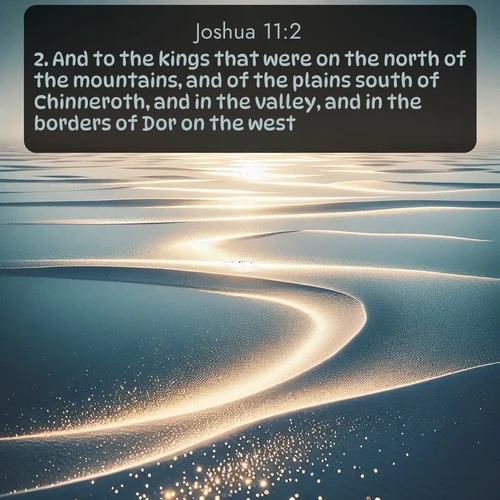 citation biblique : 2. And to the kings that were on the north of the mountains, and of the plains south of Chinneroth, and in the valley, and in the borders of Dor on the west,
 sur fond image nature