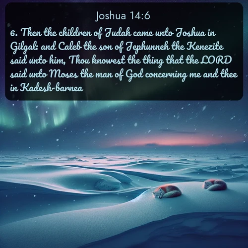 citation biblique : 6. Then the children of Judah came unto Joshua in Gilgal: and Caleb the son of Jephunneh the Kenezite said unto him, Thou knowest the thing that the LORD said unto Moses the man of God concerning me and thee in Kadesh-barnea.
 sur fond image nature