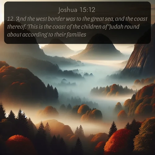 citation biblique : 12. And the west border was to the great sea, and the coast thereof. This is the coast of the children of Judah round about according to their families.
 sur fond image nature