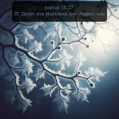 citation biblique : 37. Zenan, and Hadashah, and Migdal-gad,
 sur fond image nature