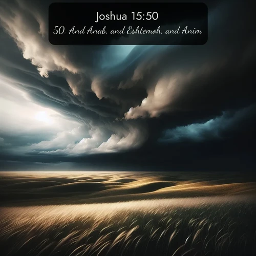 citation biblique : 50. And Anab, and Eshtemoh, and Anim,
 sur fond image nature